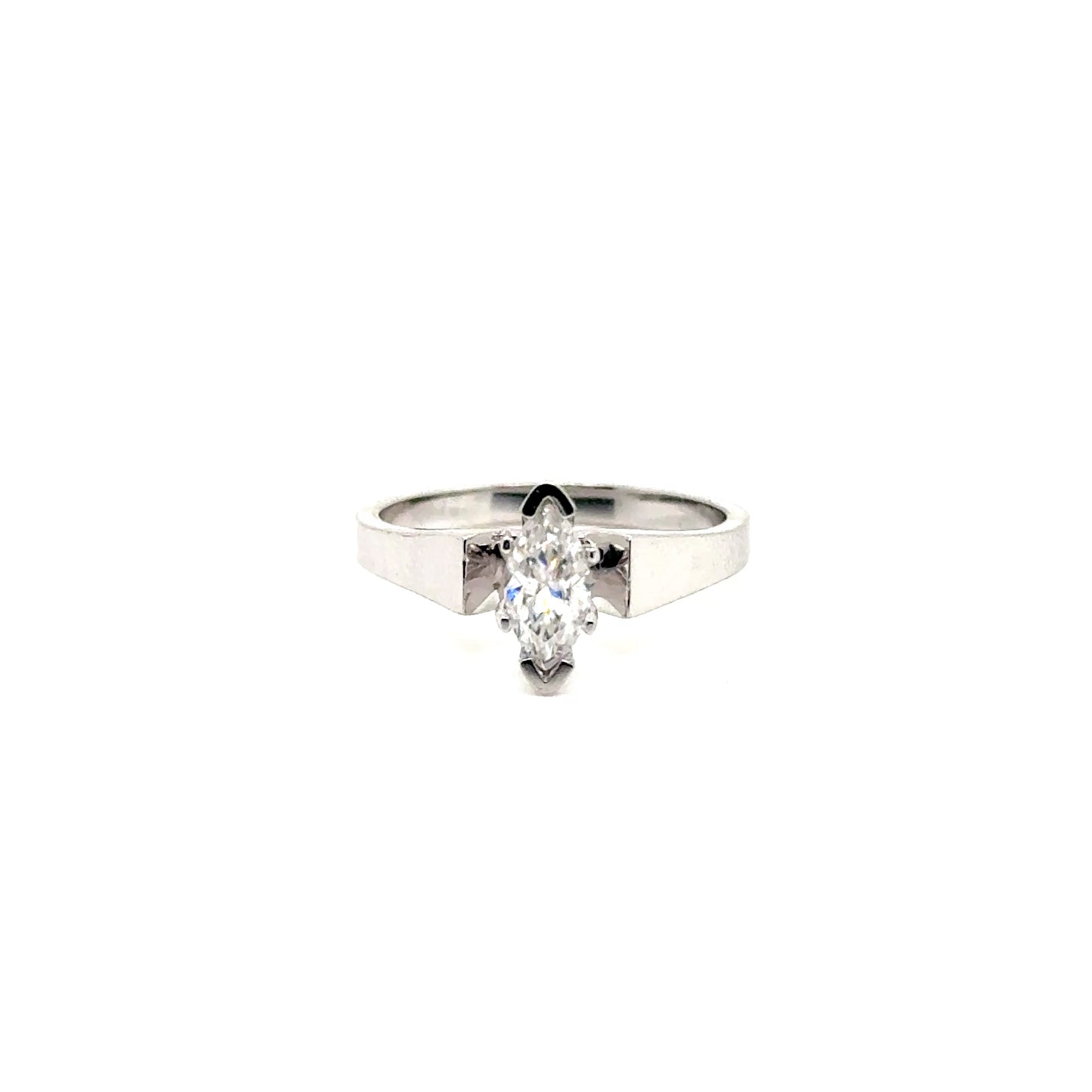 Anillo Oro 14k Blanco Marquise 8*4 mm 0.5 CT GRA 20986463 #12376