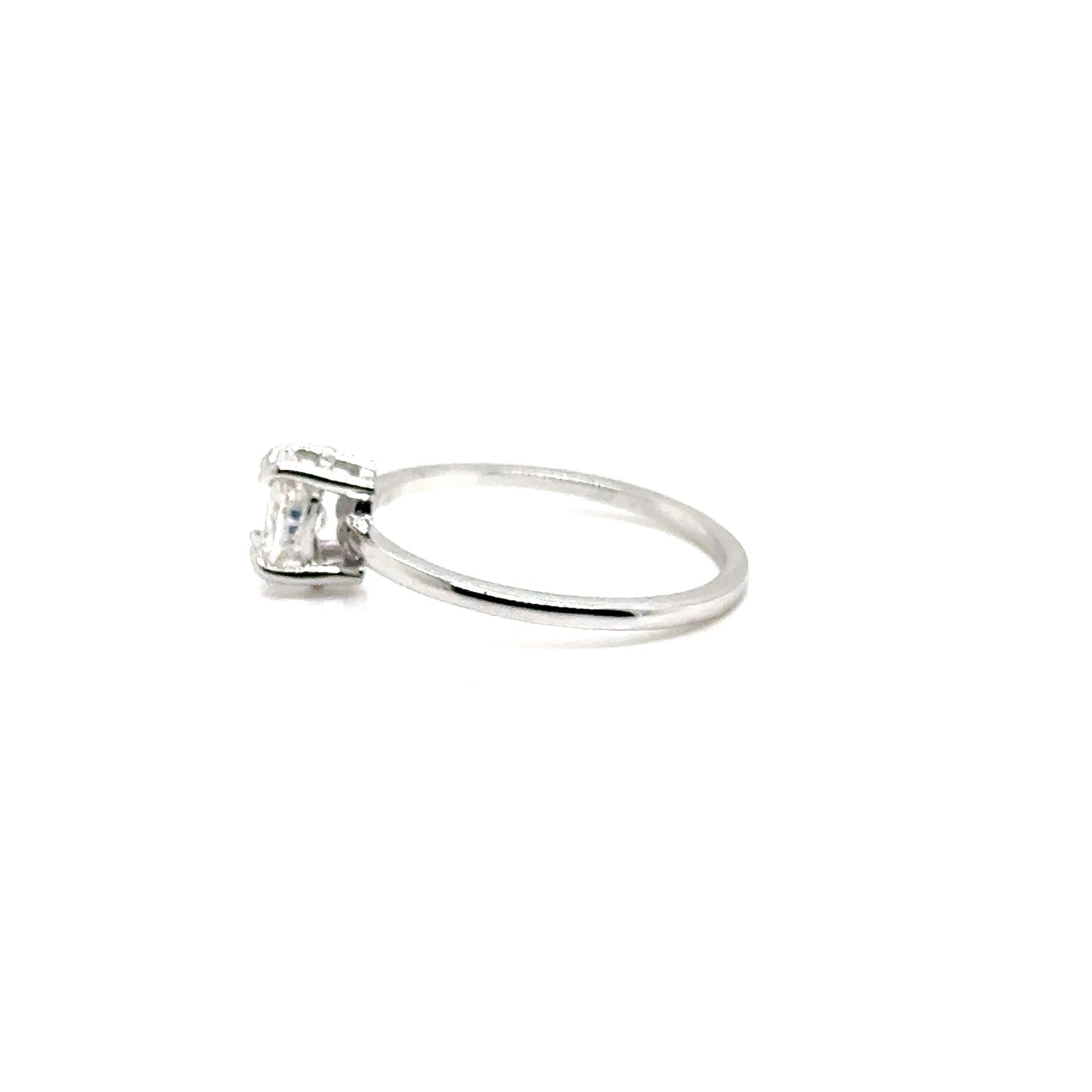 Anillo Oro 14k Blanco Oval 4*7 mm 0.8 CT GRA 1002981866 #12374