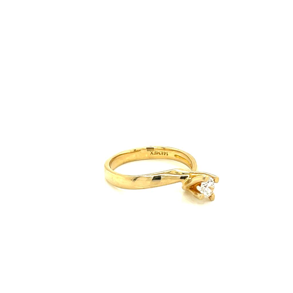 Anillo Compromiso Oro 14k Amarillo .26 Ct Diamante SI1-H #9739
