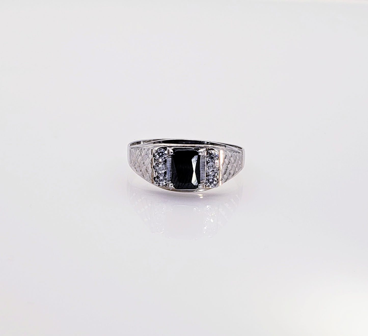 Anillo Caballero Oro Blanco 10k #6579
