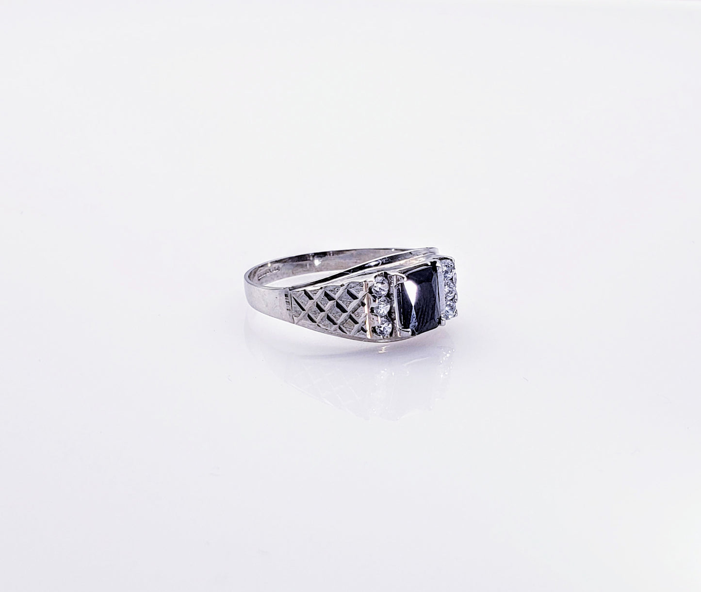 Anillo Caballero Oro Blanco 10k #6579