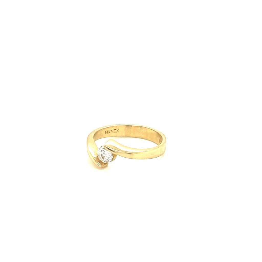 Anillo Compromiso Oro 14k Amarillo .28 Ct Diamante SI1-H #9740