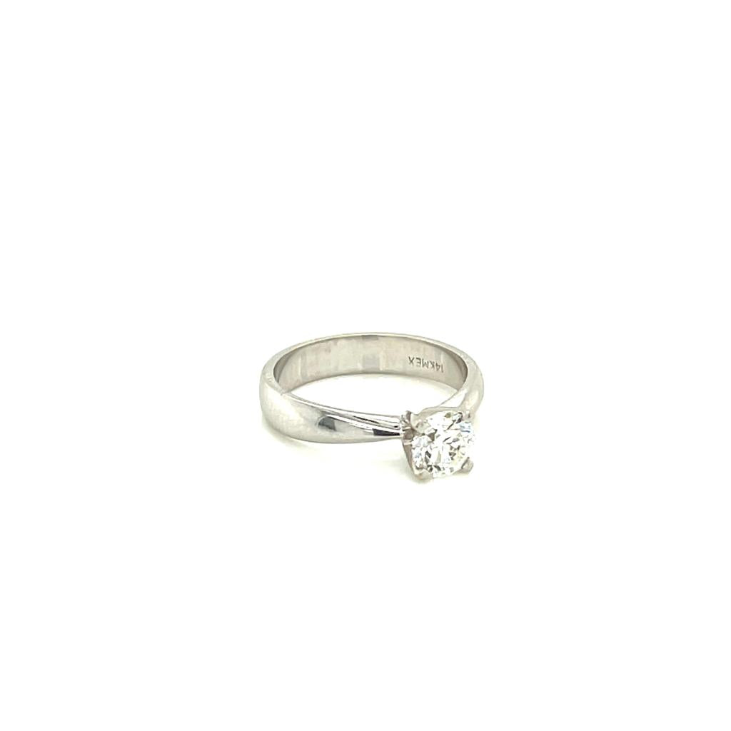 Anillo Compromiso Oro 14k Blanco .70 Ct Diamante VVS2 H GIA #9753
