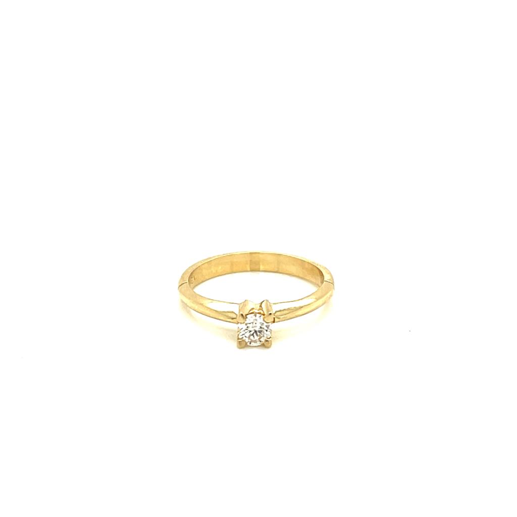 Anillo Compromiso Oro 14k Amarillo .20 Ct Diamante SI2-I #9737