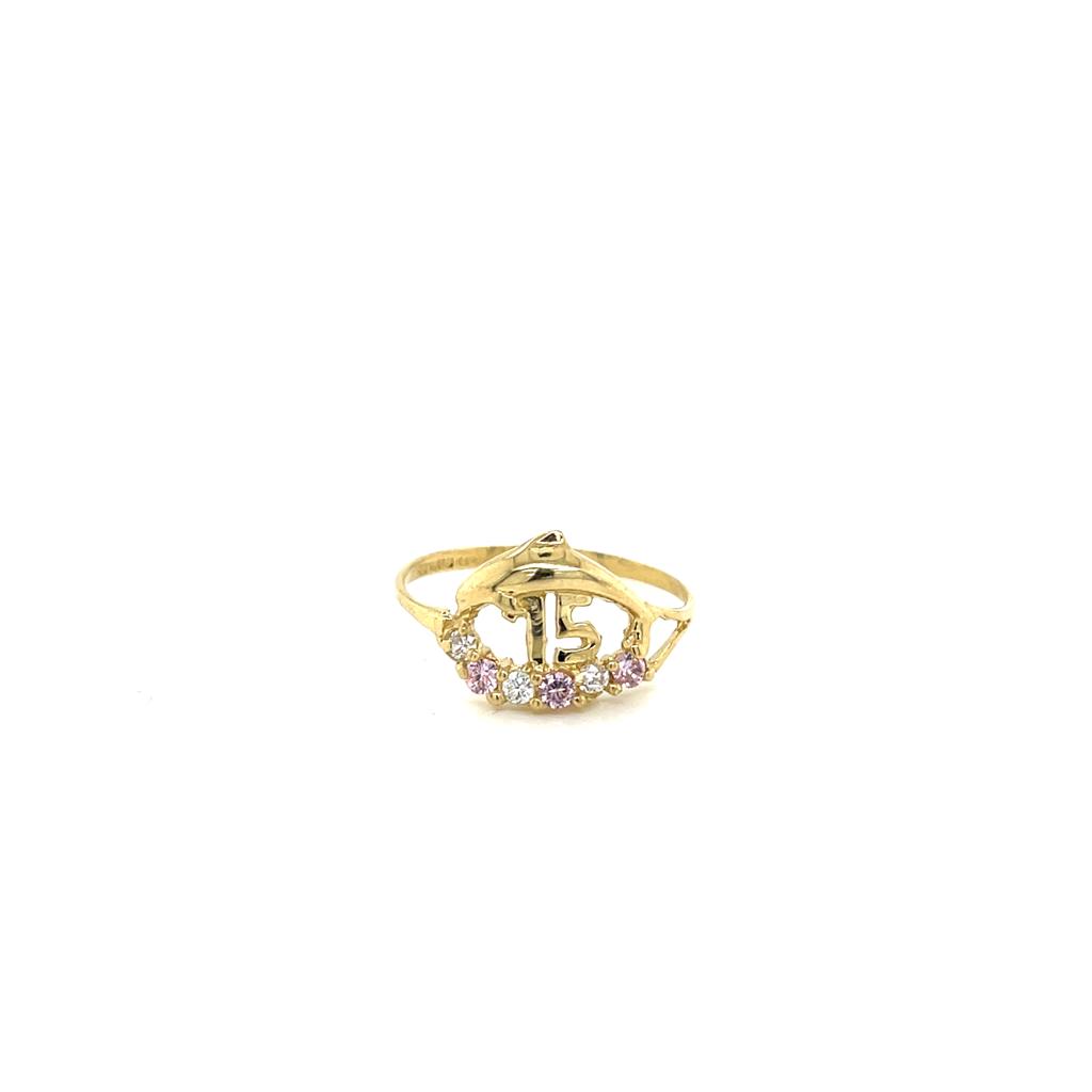 Anillo Oro 10k 15 años #9595