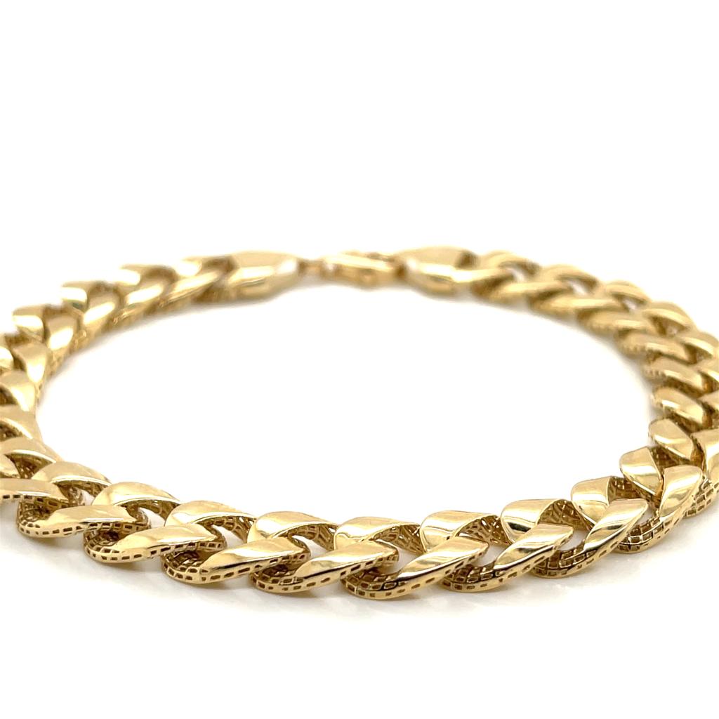 Pulso Hollow Cubano Oro 14k #9620