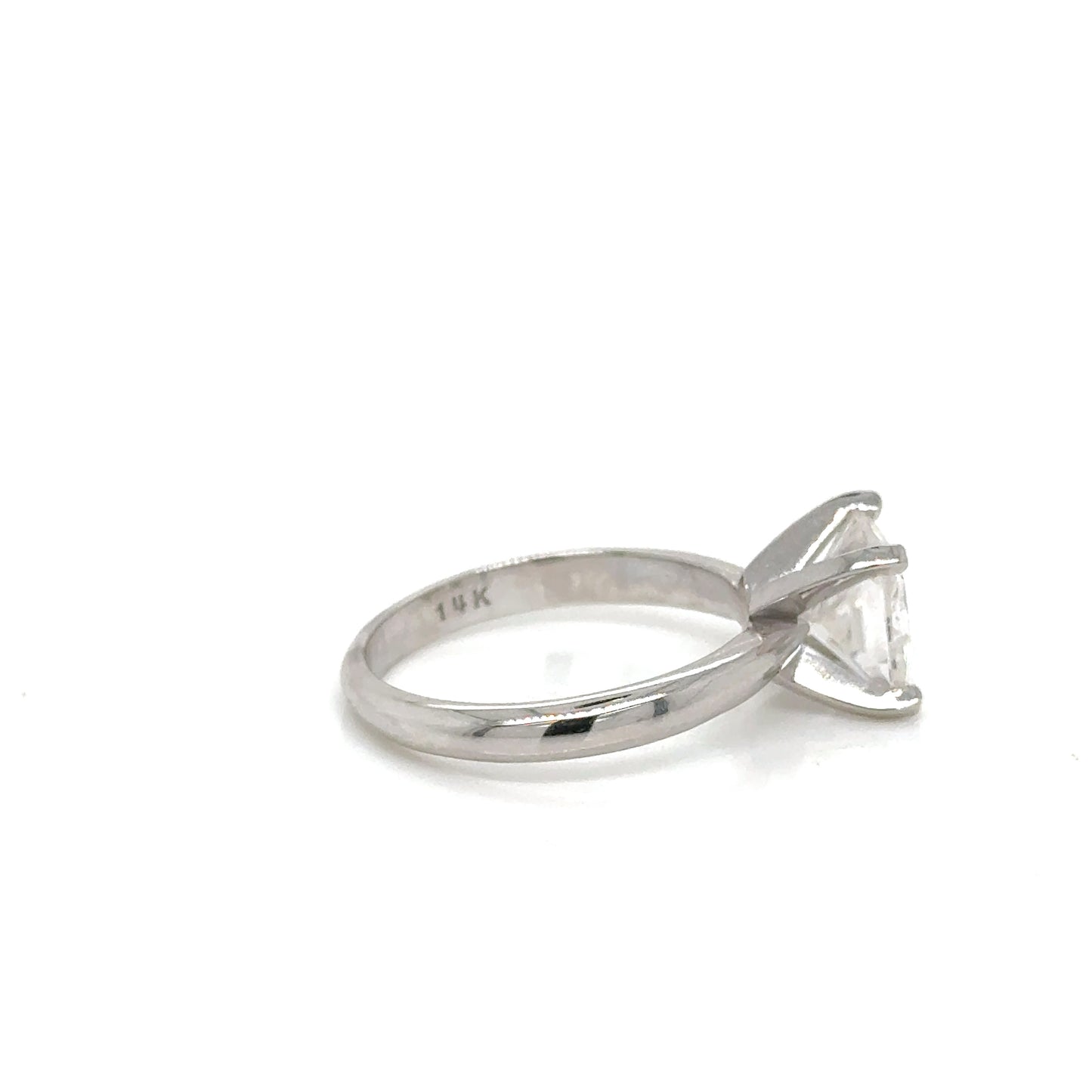 Anillo Oro 14k Blanco Moissanita 7*7mm 2.0 CT GRA 1000225963  #12340