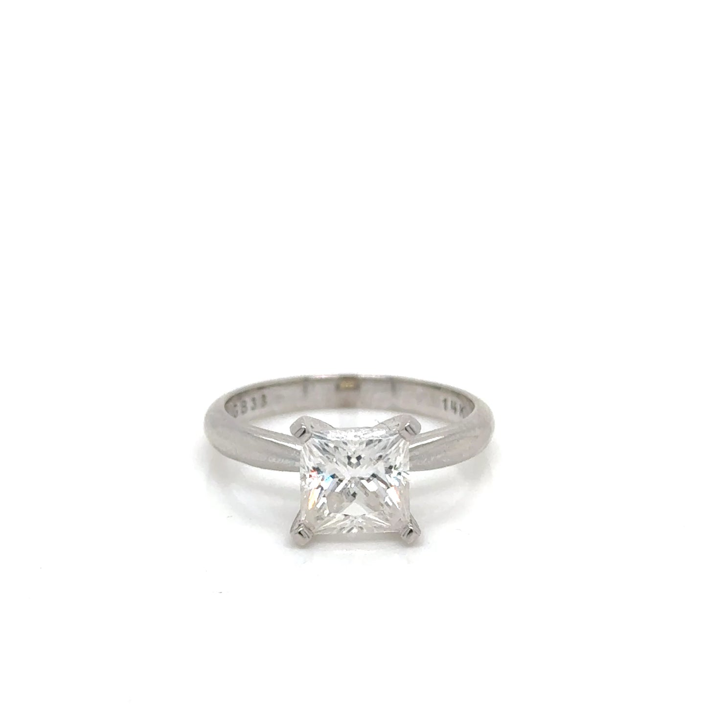 Anillo Oro 14k Blanco Moissanita 7*7mm 2.0 CT GRA 1000225963  #12340