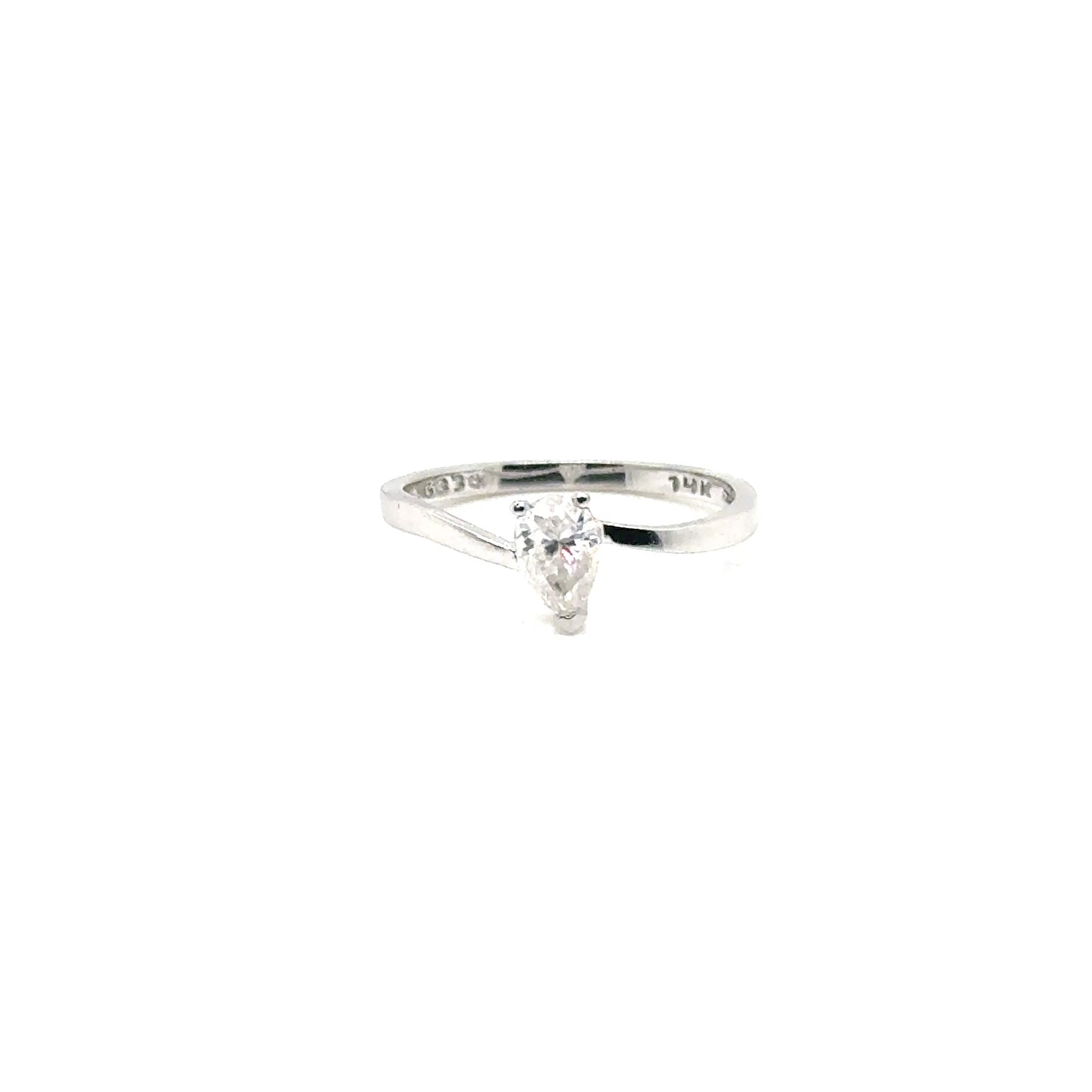 Anillo Oro 14k Blanco Moissanita Pera 4*6 mm 0.5 CT GRA 1002904105 #12377