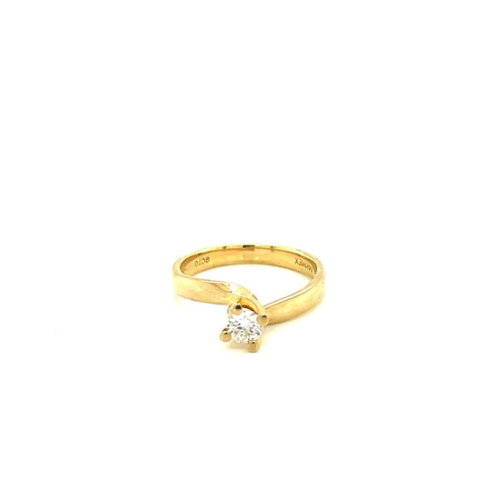 Anillo Compromiso Oro 14k Amarillo .26 Ct Diamante SI1-H #9739