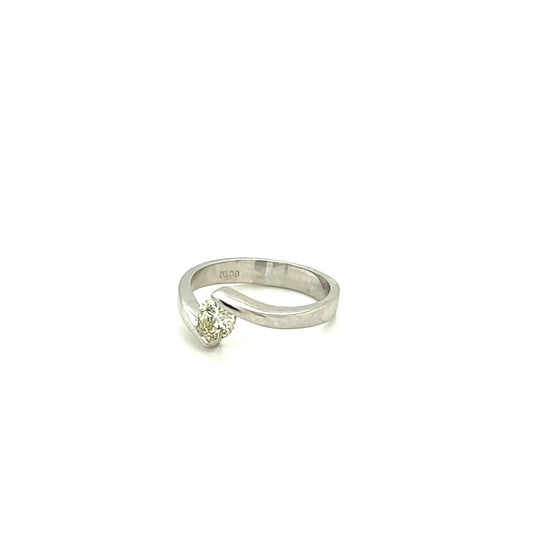 Anillo Oro 14k Blanco .38 Ct Diamante SI2-J #9747