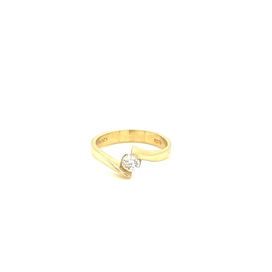Anillo Compromiso Oro 14k Amarillo .28 Ct Diamante SI1-H #9740