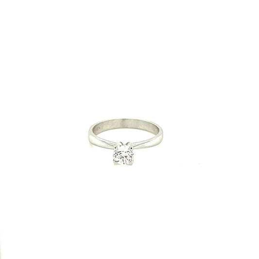 Anillo Compromiso Oro 14k Blanco .50 Ct Diamante VS1 F GIA  #9752