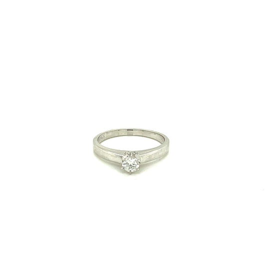 Anillo Compromiso Oro 14k Blanco .20 Ct Diamante SI2-H #9745