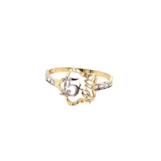 Anillo Oro 10k  15 años #4314