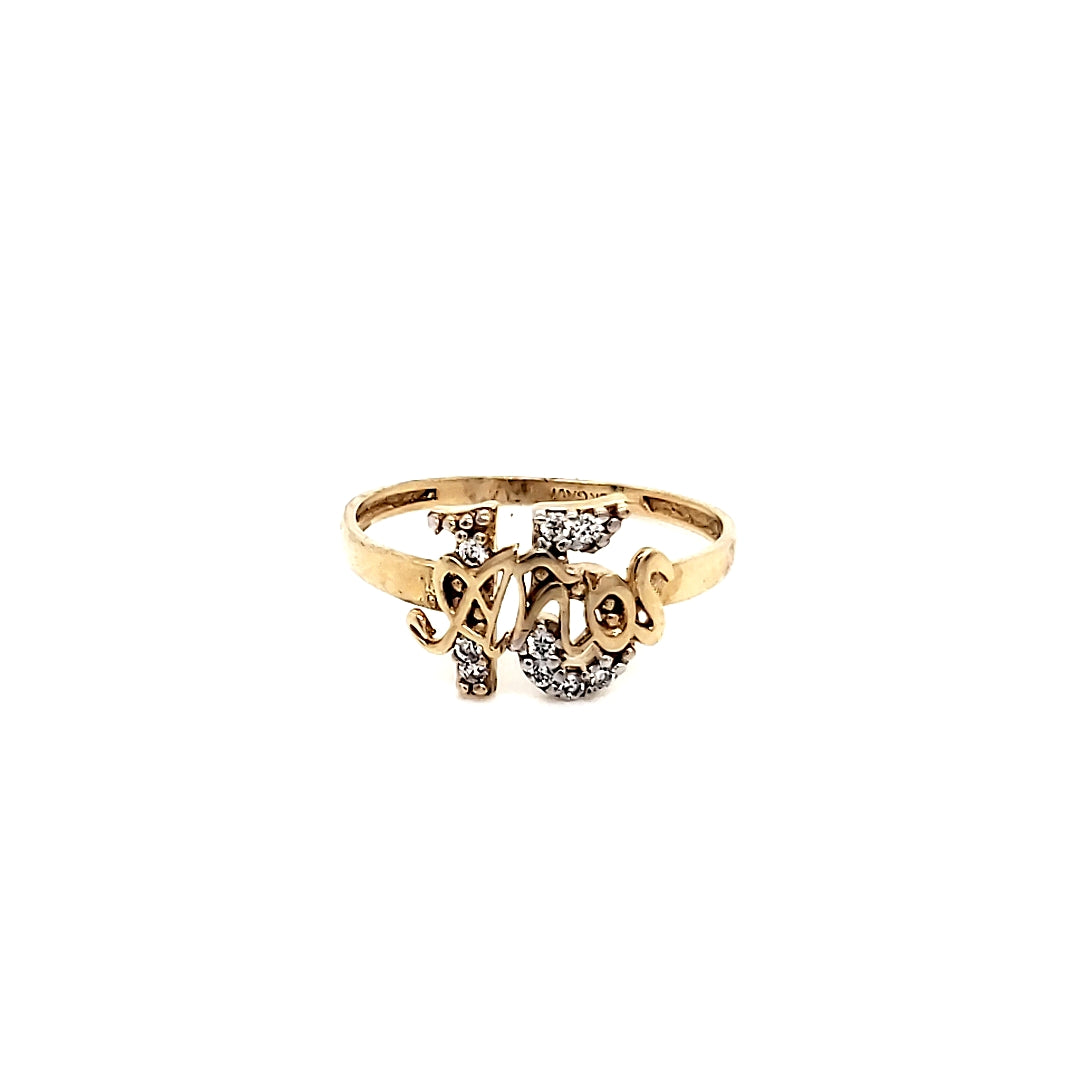 Anillo Oro 10k  15 años #7545